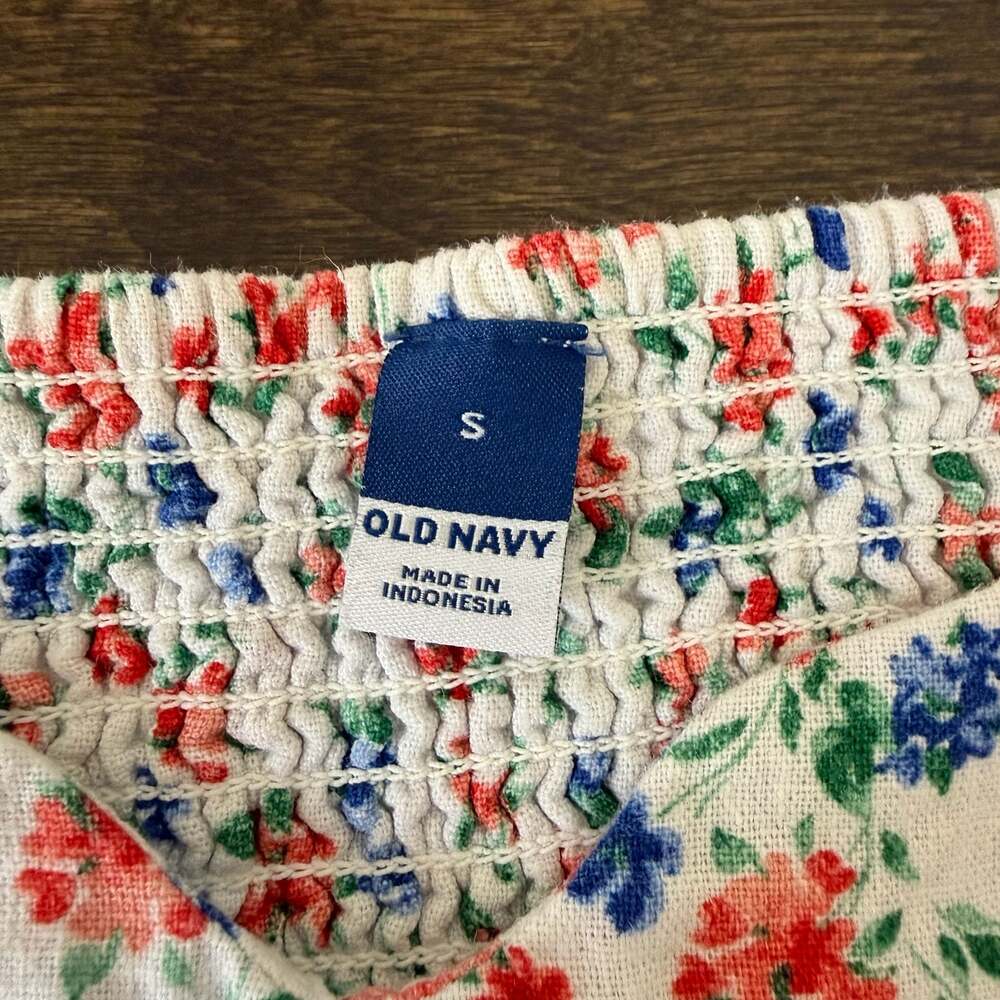 Old Navy Linen Blend Cottagecore Floral Sundress Midi Dress Smocked Back S - Picture 4 of 7